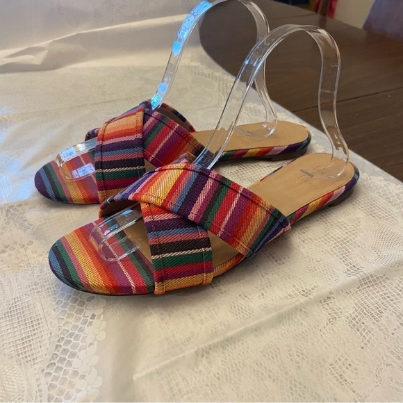 J Crew Cora Crisscross Sandals Rainbow Boho Women’s Size 9 1/2. - Picture 4 of 7